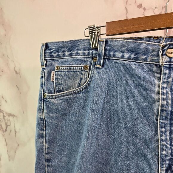 Carhartt Jeans Mens 42 X 32 Denim Relaxed Fit Medium Wash Straight Leg - Picture 2 of 10